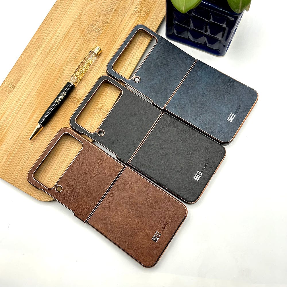 FRATO Flip 3 Collection Samsung Z Flip 3 PU Leather Chrome Plated Side Case Cover