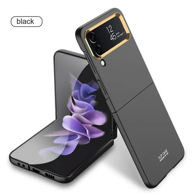 FRATO Flip 4 Collection Black Samsung Galaxy Z Flip 4 Case Ultra Slim Metal Lens Frame Hard PC Cover