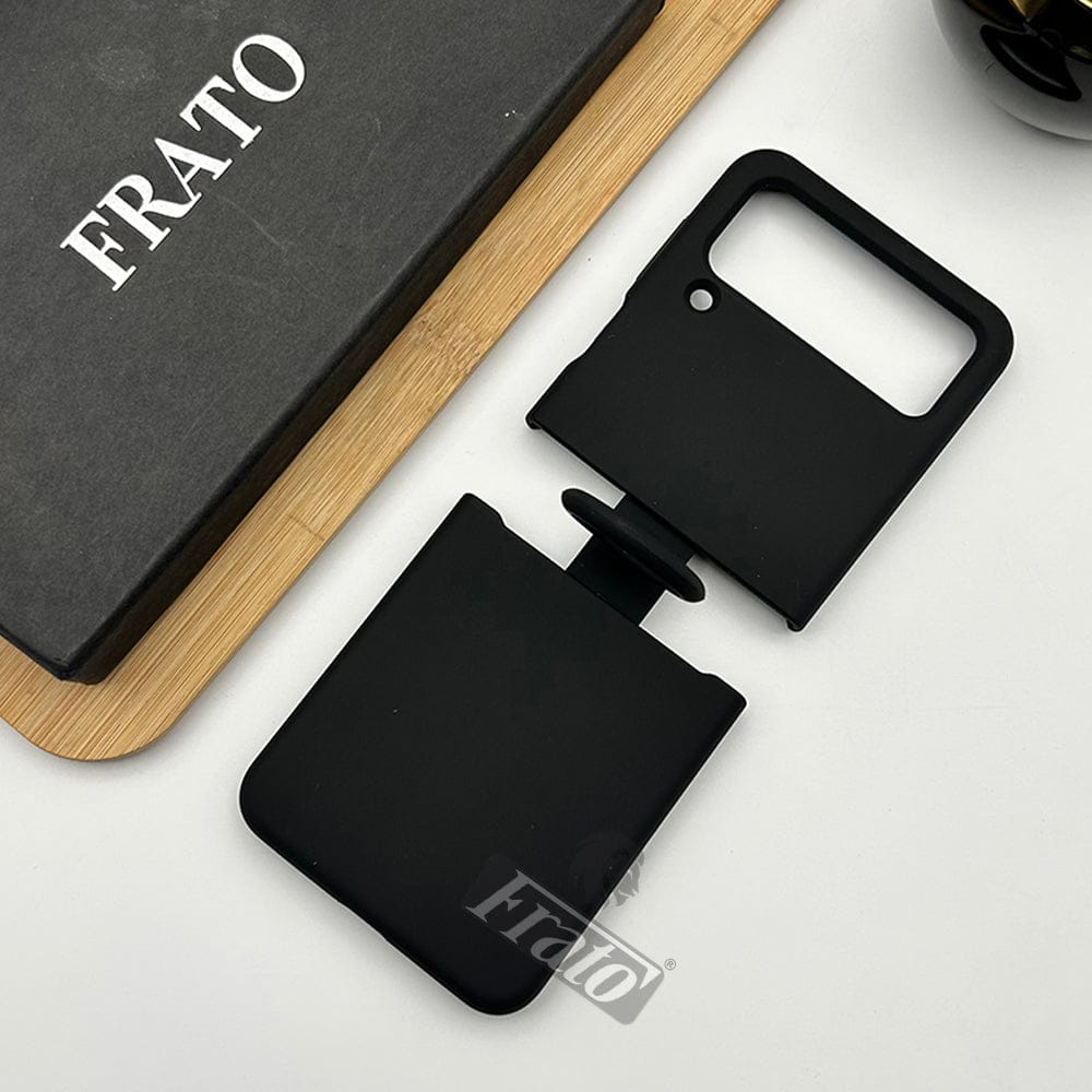 FRATO Flip 4 Collection Black Samsung Galaxy Z Flip 4 Liquid Silky Soft Silicone Case Cover With Ring Holder