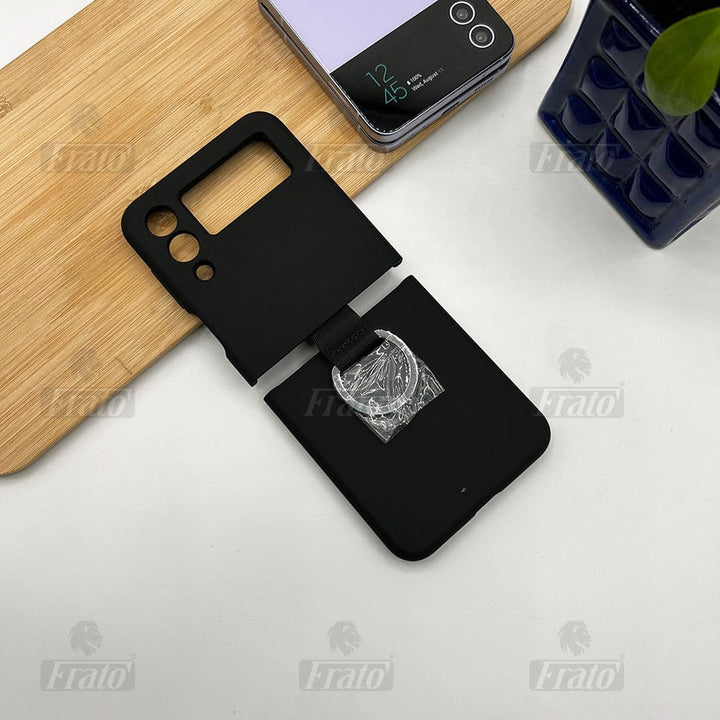 FRATO Flip 4 Collection Black Samsung Galaxy Z Flip 4 Shockproof Slim Ring Silk Silicone Case Cover