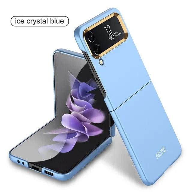 FRATO Flip 4 Collection Blue Samsung Galaxy Z Flip 4 Case Ultra Slim Metal Lens Frame Hard PC Cover