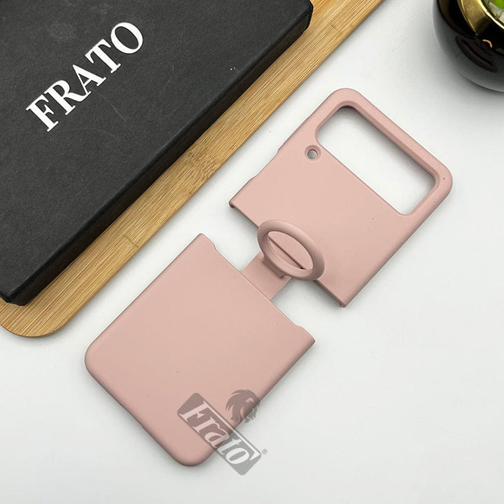 FRATO Flip 4 Collection Coral Peach Samsung Galaxy Z Flip 4 Liquid Silky Soft Silicone Case Cover With Ring Holder