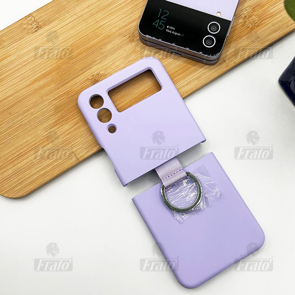 FRATO Flip 4 Collection Lavender Samsung Galaxy Z Flip 4 Shockproof Slim Ring Silk Silicone Case Cover