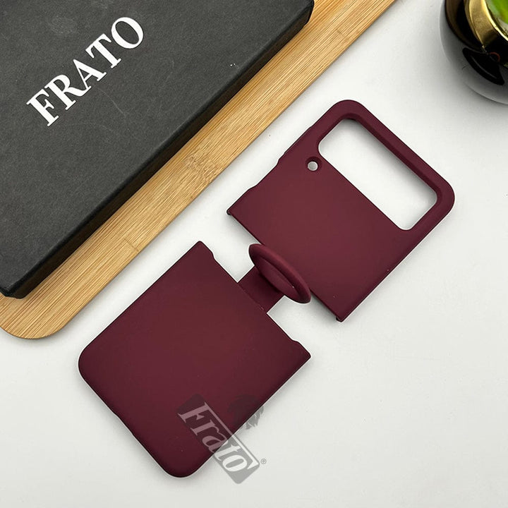 FRATO Flip 4 Collection Marsala Samsung Galaxy Z Flip 4 Liquid Silky Soft Silicone Case Cover With Ring Holder