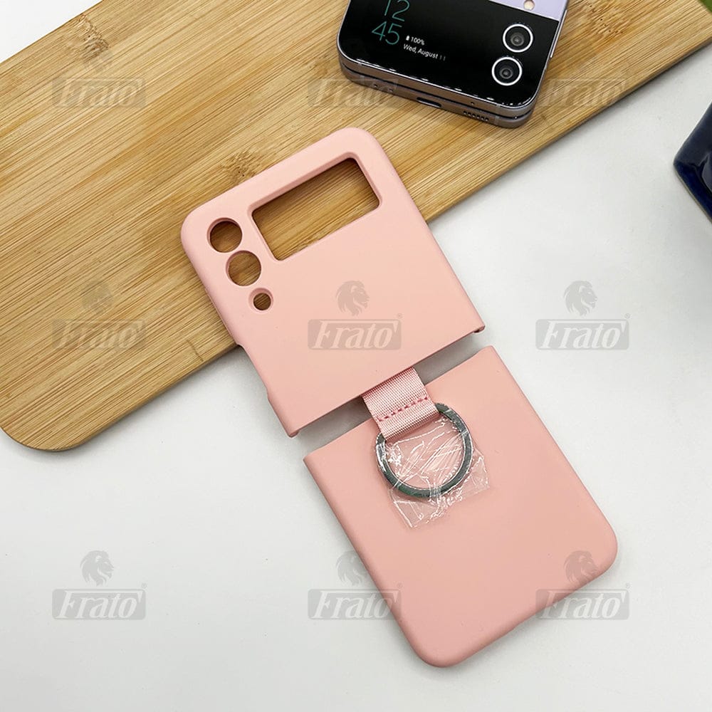 FRATO Flip 4 Collection Peach Samsung Galaxy Z Flip 4 Shockproof Slim Ring Silk Silicone Case Cover