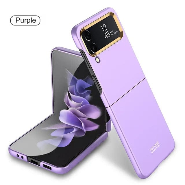 FRATO Flip 4 Collection Purple Samsung Galaxy Z Flip 4 Case Ultra Slim Metal Lens Frame Hard PC Cover
