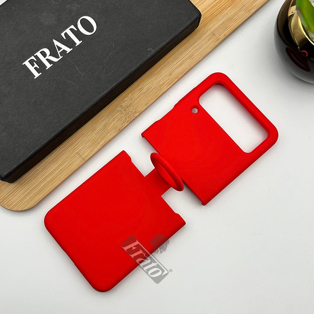 FRATO Flip 4 Collection Red Samsung Galaxy Z Flip 4 Liquid Silky Soft Silicone Case Cover With Ring Holder