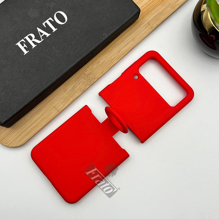 FRATO Flip 4 Collection Red Samsung Galaxy Z Flip 4 Liquid Silky Soft Silicone Case Cover With Ring Holder