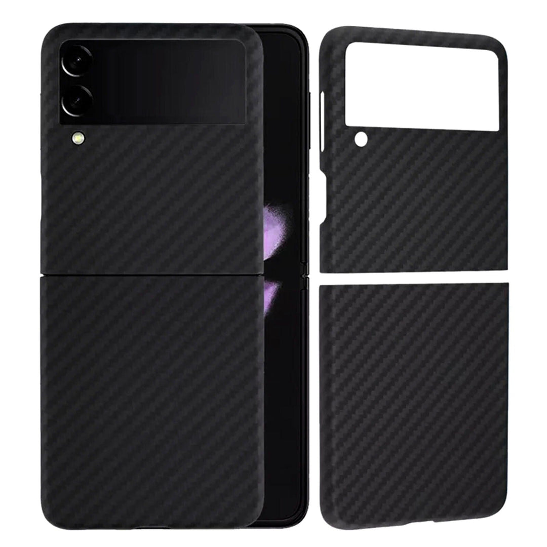 FRATO Flip 4 Collection Samsung Galaxy Z Flip 4 Carbon Fiber Texture Pc Hard Case Cover (Black)