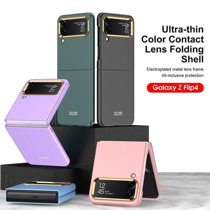 FRATO Flip 4 Collection Samsung Galaxy Z Flip 4 Case Ultra Slim Metal Lens Frame Hard PC Cover