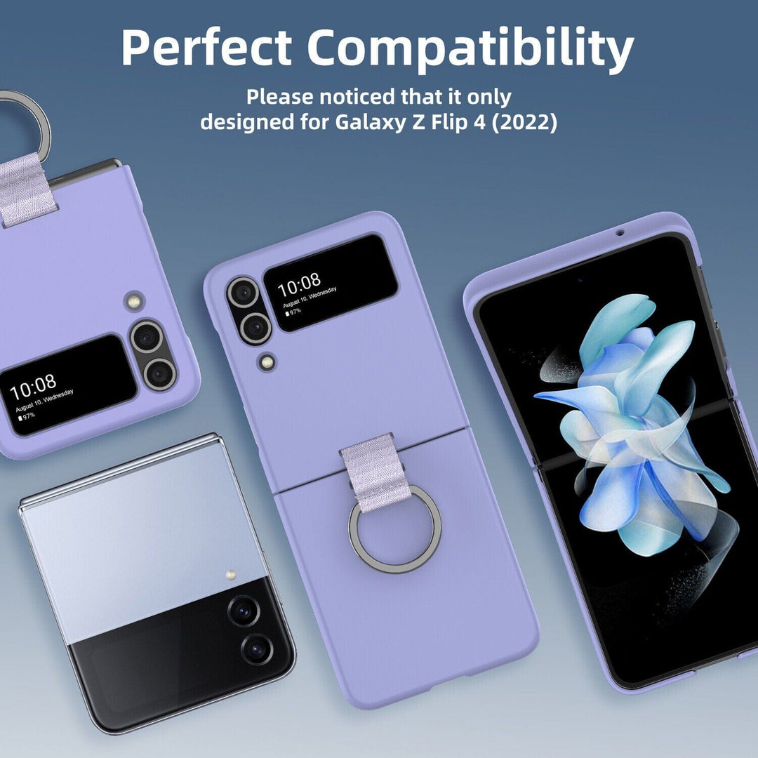 FRATO Flip 4 Collection Samsung Galaxy Z Flip 4 Shockproof Slim Ring Silk Silicone Case Cover