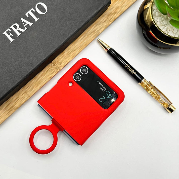 FRATO Flip 4 Collection Samsung Galaxy Z Flip 4 Soft Liquid Silicone Case Cover With Ring Holder