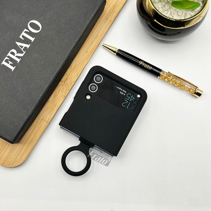 FRATO Flip 4 Collection Samsung Galaxy Z Flip 4 Soft Liquid Silicone Case Cover With Ring Holder