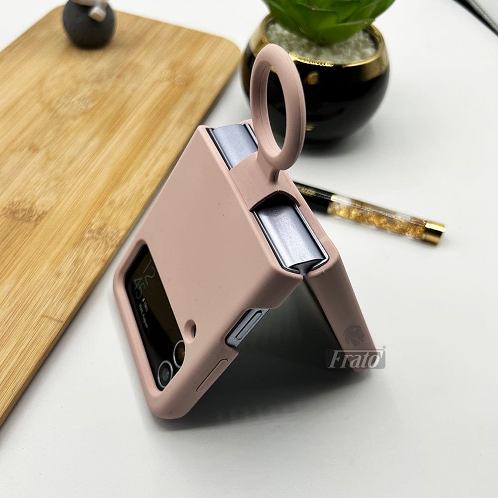 FRATO Flip 4 Collection Samsung Galaxy Z Flip 4 Soft Liquid Silicone Case Cover With Ring Holder