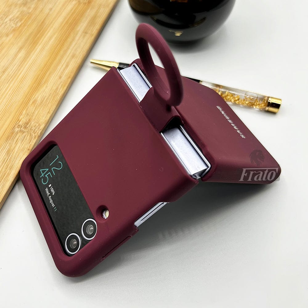 FRATO Flip 4 Collection Samsung Galaxy Z Flip 4 Soft Liquid Silicone Case Cover With Ring Holder