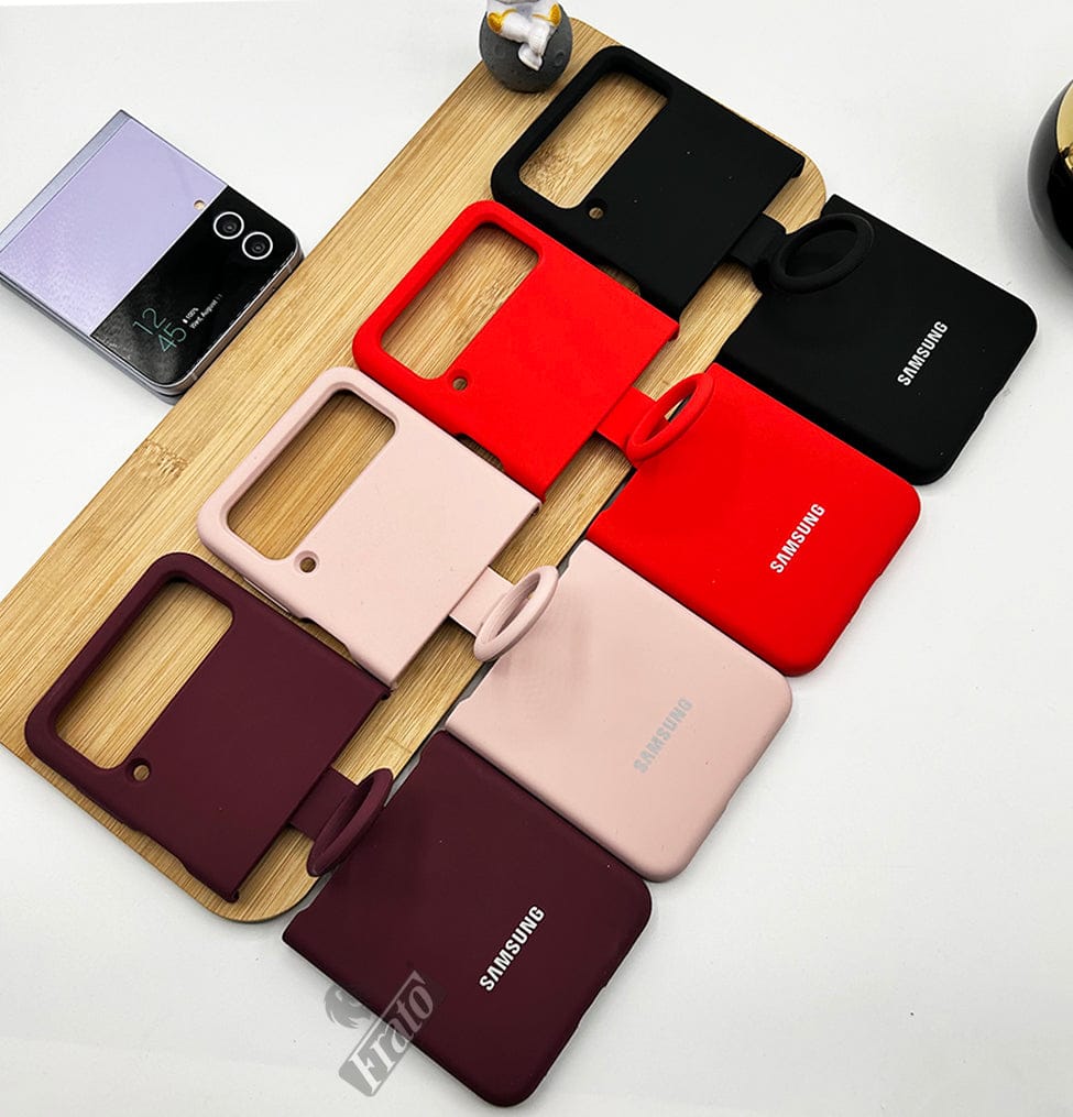 FRATO Flip 4 Collection Samsung Galaxy Z Flip 4 Soft Liquid Silicone Case Cover With Ring Holder