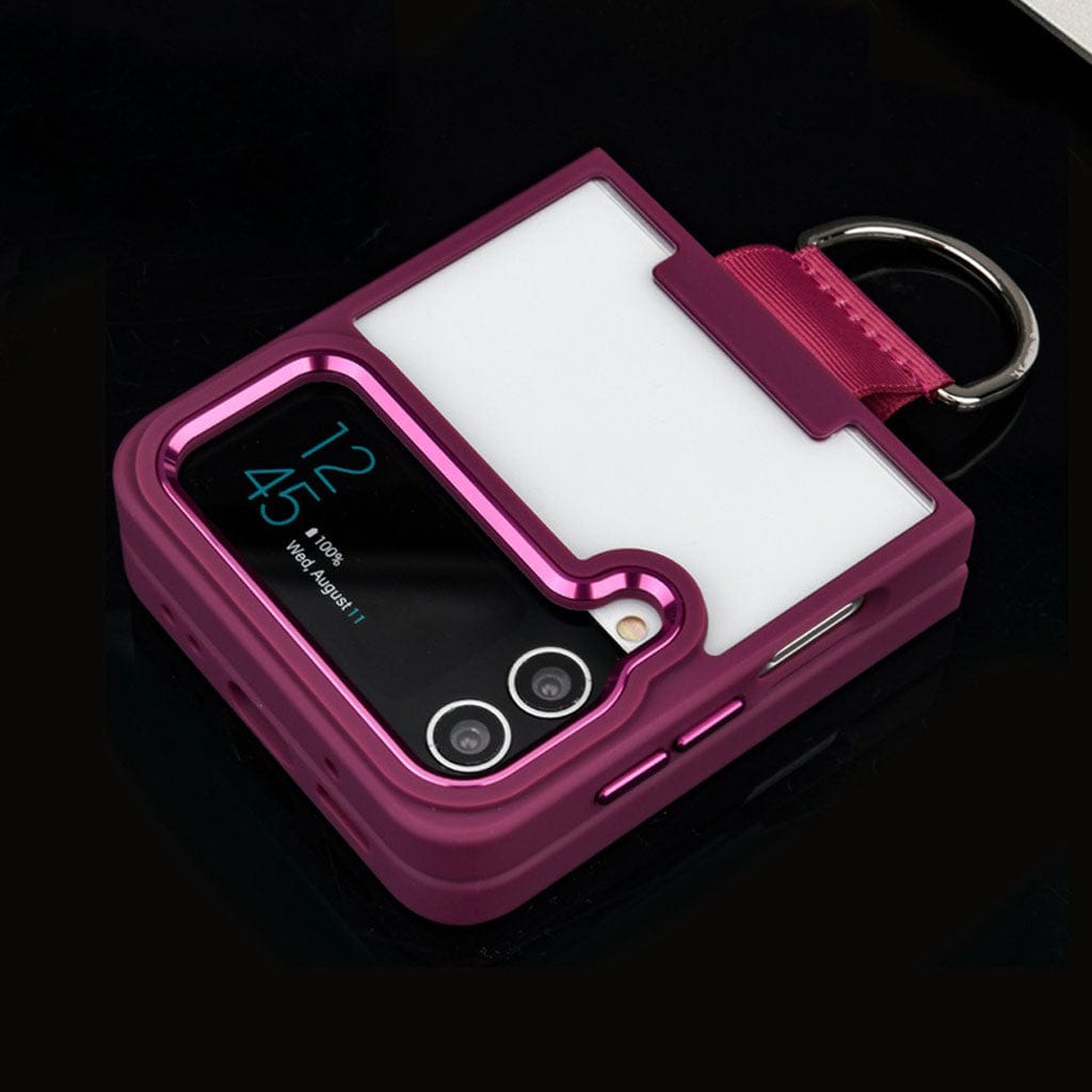 FRATO Flip 4 Collection Samsung Galaxy Z Flip 4 Transparent Shockproof Clear Case With Metal Ring Stand