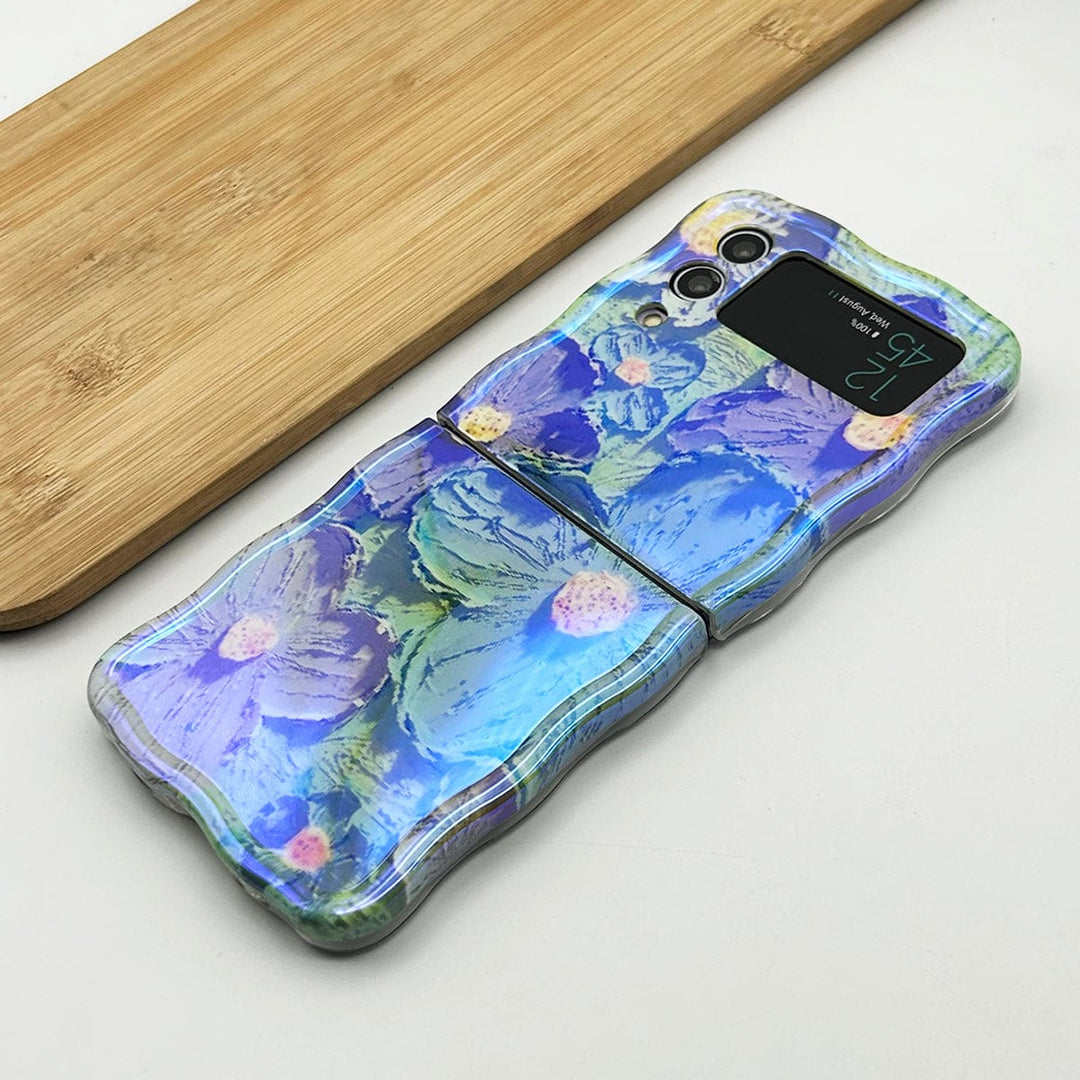 FRATO Flip 4 Collection Samsung Galaxy Z Flip 4 Wavy Design Floral Print Glossy Back Case Cover