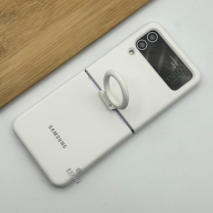 FRATO Flip 4 Collection White Samsung Galaxy Z Flip 4 Liquid Hard-shell Silicone Case Cover with Ring Holder