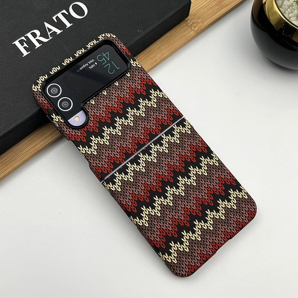 FRATO Flip 4 Collection Woolen Red Samsung Galaxy Z Flip 4 Woolen Texture Pattern Case Cover