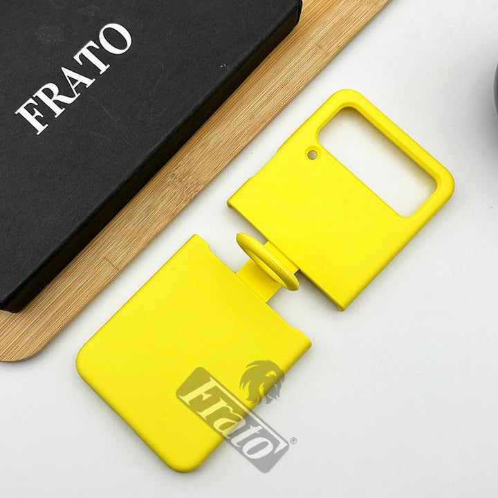 FRATO Flip 4 Collection Yellow Samsung Galaxy Z Flip 4 Liquid Silky Soft Silicone Case Cover With Ring Holder