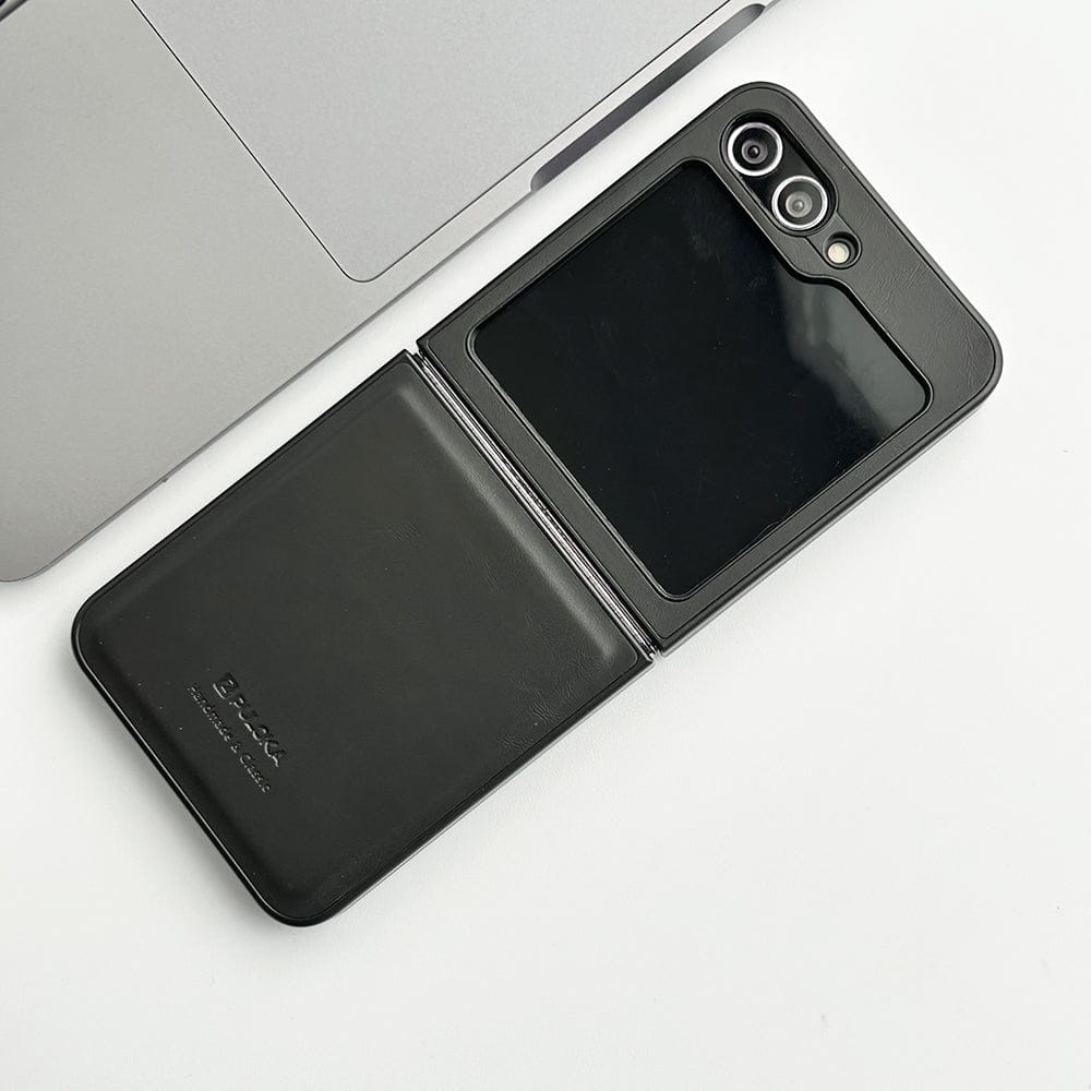 FRATO Flip 5 Collection Black Samsung Galaxy Z Flip 5 PU Leather Plain Case Cover
