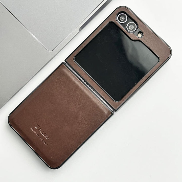FRATO Flip 5 Collection Brown Samsung Galaxy Z Flip 5 PU Leather Plain Case Cover
