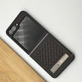 Samsung Galaxy Z Flip 6 PU Leather Checks Grid Pattern Kickstand Case Cover