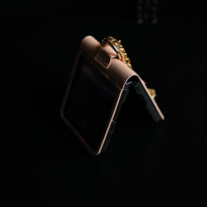 FRATO Flip 5 Collection Floral Stitched Leather-Style Case for Galaxy Z Flip 5 | Detachable Chain Strap