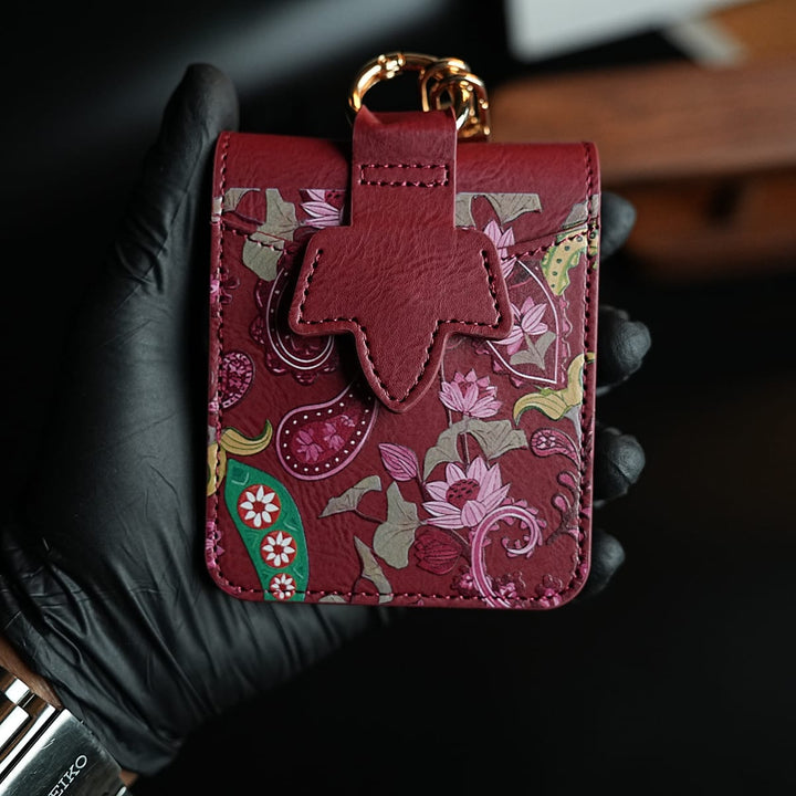 FRATO Flip 5 Collection Floral Stitched Leather-Style Case for Galaxy Z Flip 5 | Detachable Chain Strap