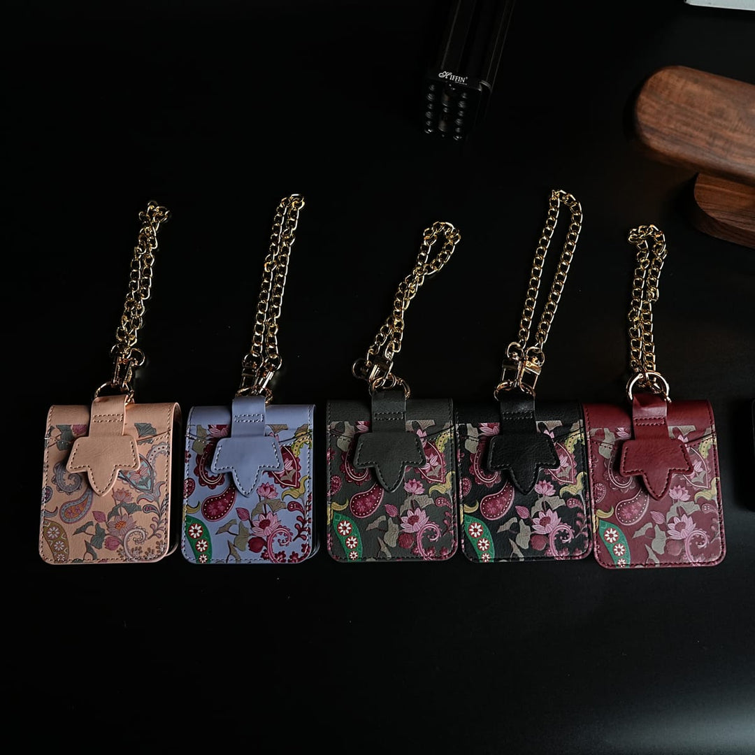 FRATO Flip 5 Collection Floral Stitched Leather-Style Case for Galaxy Z Flip 5 | Detachable Chain Strap