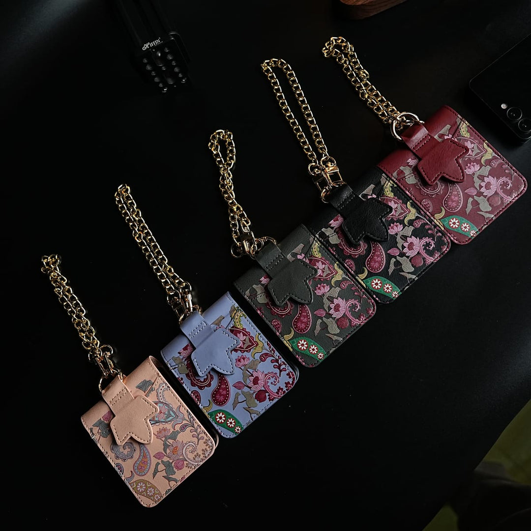 FRATO Flip 5 Collection Floral Stitched Leather-Style Case for Galaxy Z Flip 5 | Detachable Chain Strap