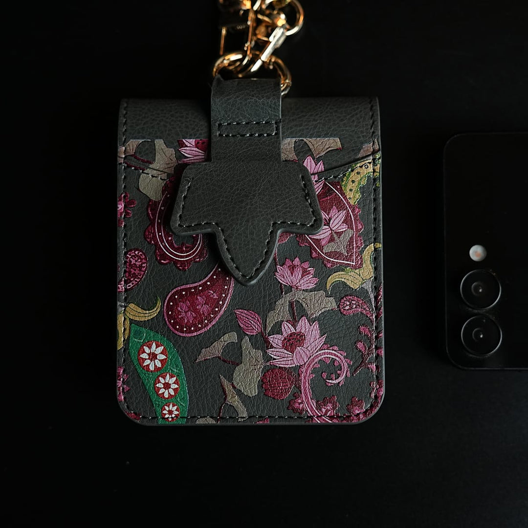 FRATO Flip 5 Collection Floral Stitched Leather-Style Case for Galaxy Z Flip 5 | Detachable Chain Strap