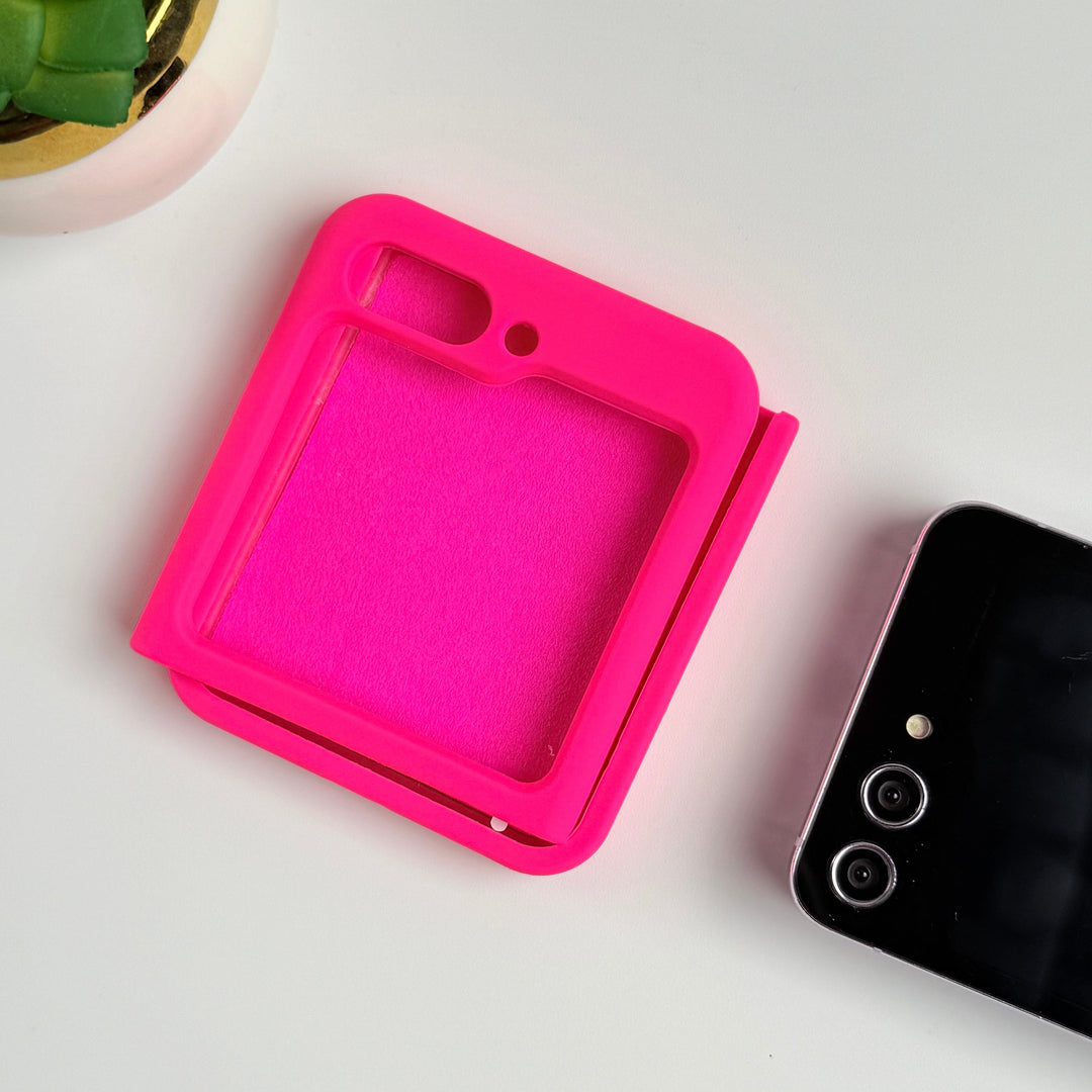 FRATO Flip 5 Collection Neon Pink Samsung Galaxy Z Flip 5 Soft Feel Silicone Case Cover