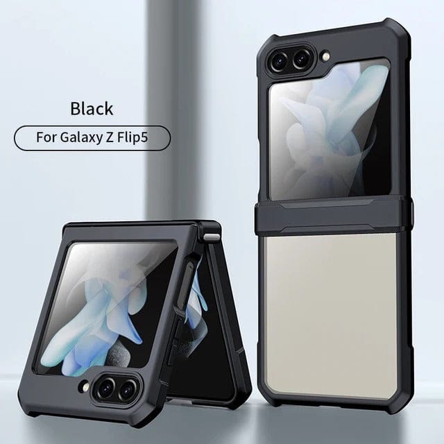 FRATO Flip 5 Collection Samsung Galaxy Z Flip 5 Airbags Bumper Transparent Back Case Cover(Black)