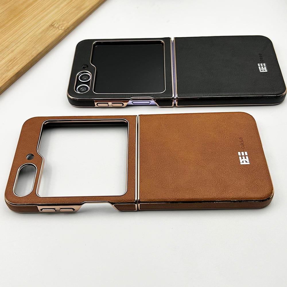 FRATO Flip 5 Collection Samsung Galaxy Z  Flip 5 Chrome Plating Pu Leather Texture Case Cover