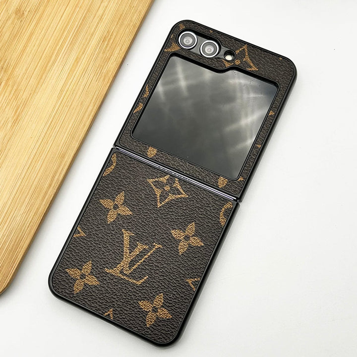 FRATO Flip 5 Collection Samsung Galaxy Z Flip 5 Luxury Brand Leather Case Cover (Brown)