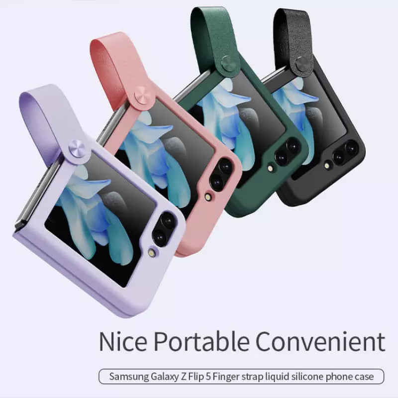 FRATO Flip 5 Collection Samsung Galaxy Z Flip 5 Nillkin Finger Strap Liquid Silicone Case Cover