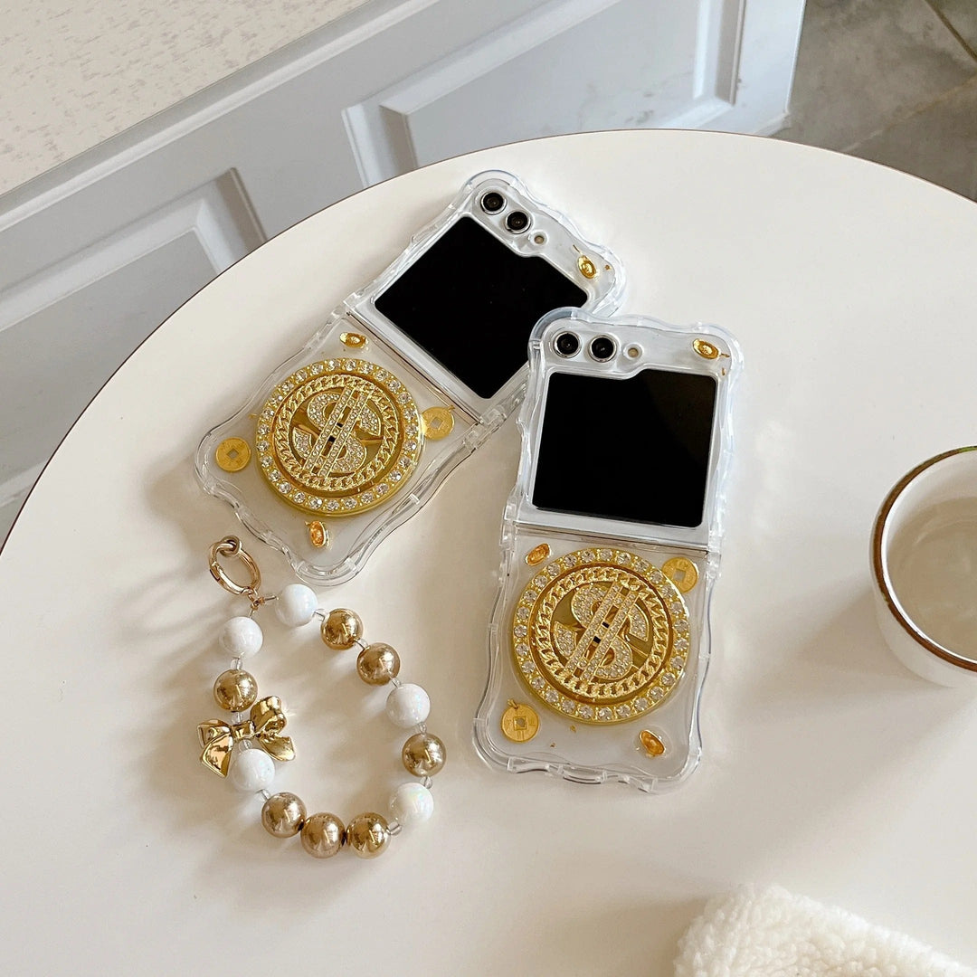 FRATO Flip 5 Collection Samsung Galaxy Z Flip 5 Premium Rotation Dollar Bracelet Wristband Chain Phone Case Cover