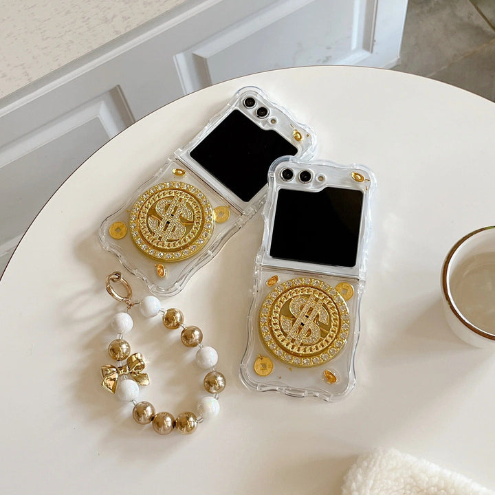 FRATO Flip 5 Collection Samsung Galaxy Z Flip 5 Premium Rotation Dollar Bracelet Wristband Chain Phone Case Cover