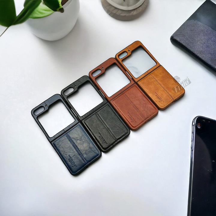 FRATO Flip 5 Collection Samsung Galaxy Z Flip 5 PU Leather Stitched Case With Inside Velvet Cover