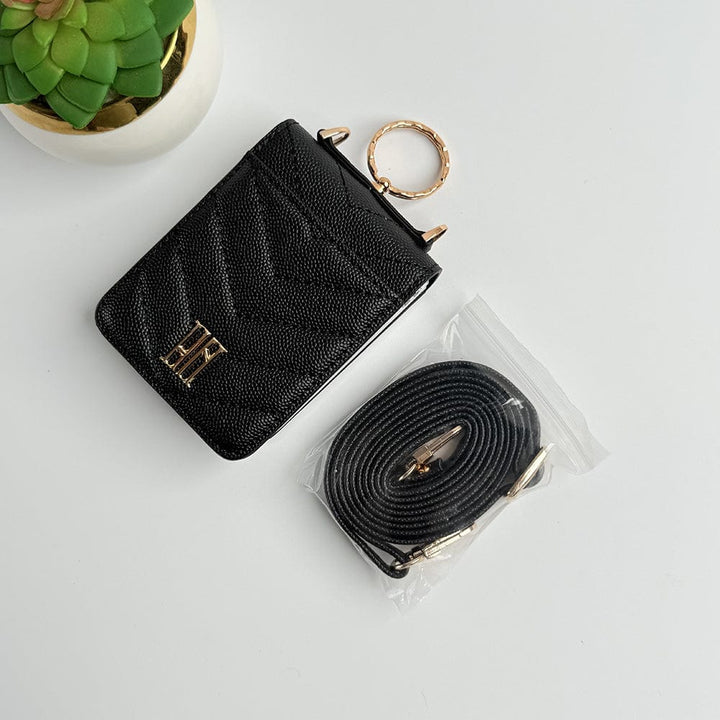 FRATO Flip 6 Collection Black Samsung Galaxy Z Flip 6 Designer PU Leather Puff Design Case With Sling