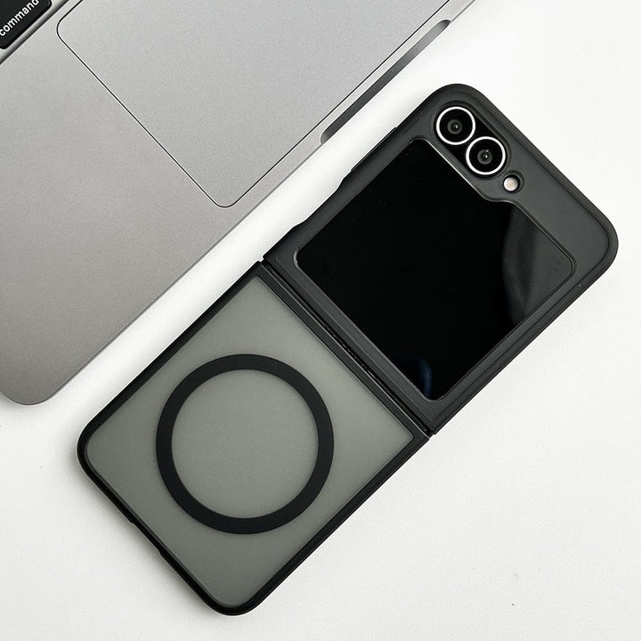FRATO Flip 6 Collection Black Samsung Galaxy Z Flip 6 Frosted Smoke Case With Magnetic Charging Ring