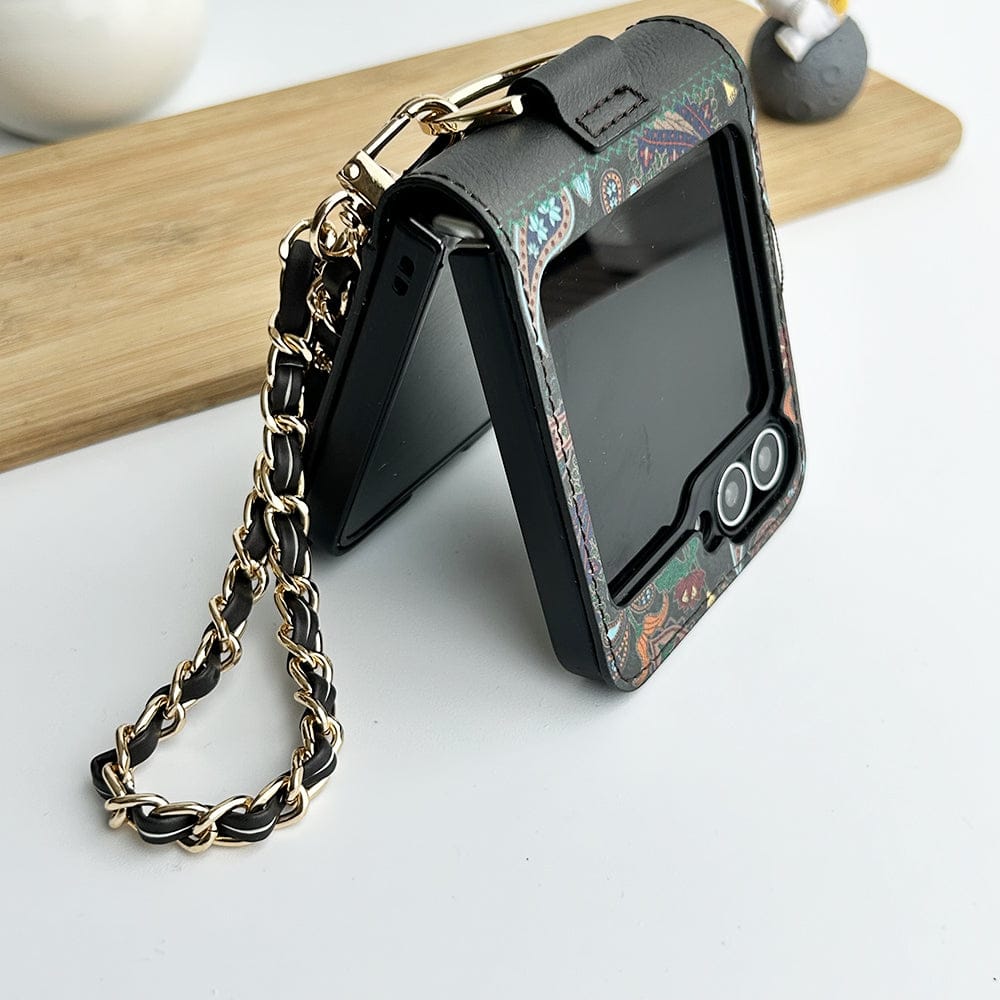 FRATO Flip 6 Collection Black Samsung Galaxy Z Flip 6 Indian Art Designer Cover With  Bracelet and Card Holder