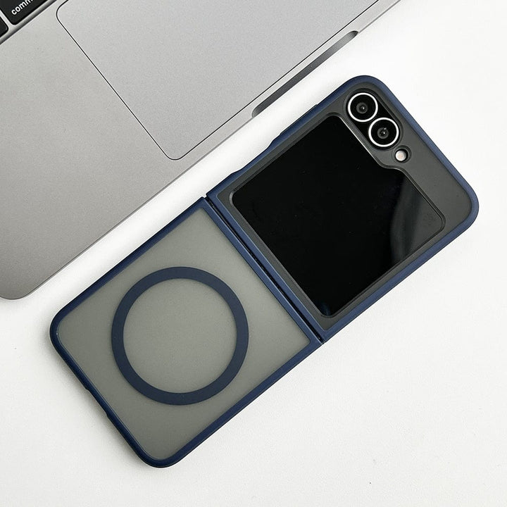 FRATO Flip 6 Collection Blue Samsung Galaxy Z Flip 6 Frosted Smoke Case With Magnetic Charging Ring