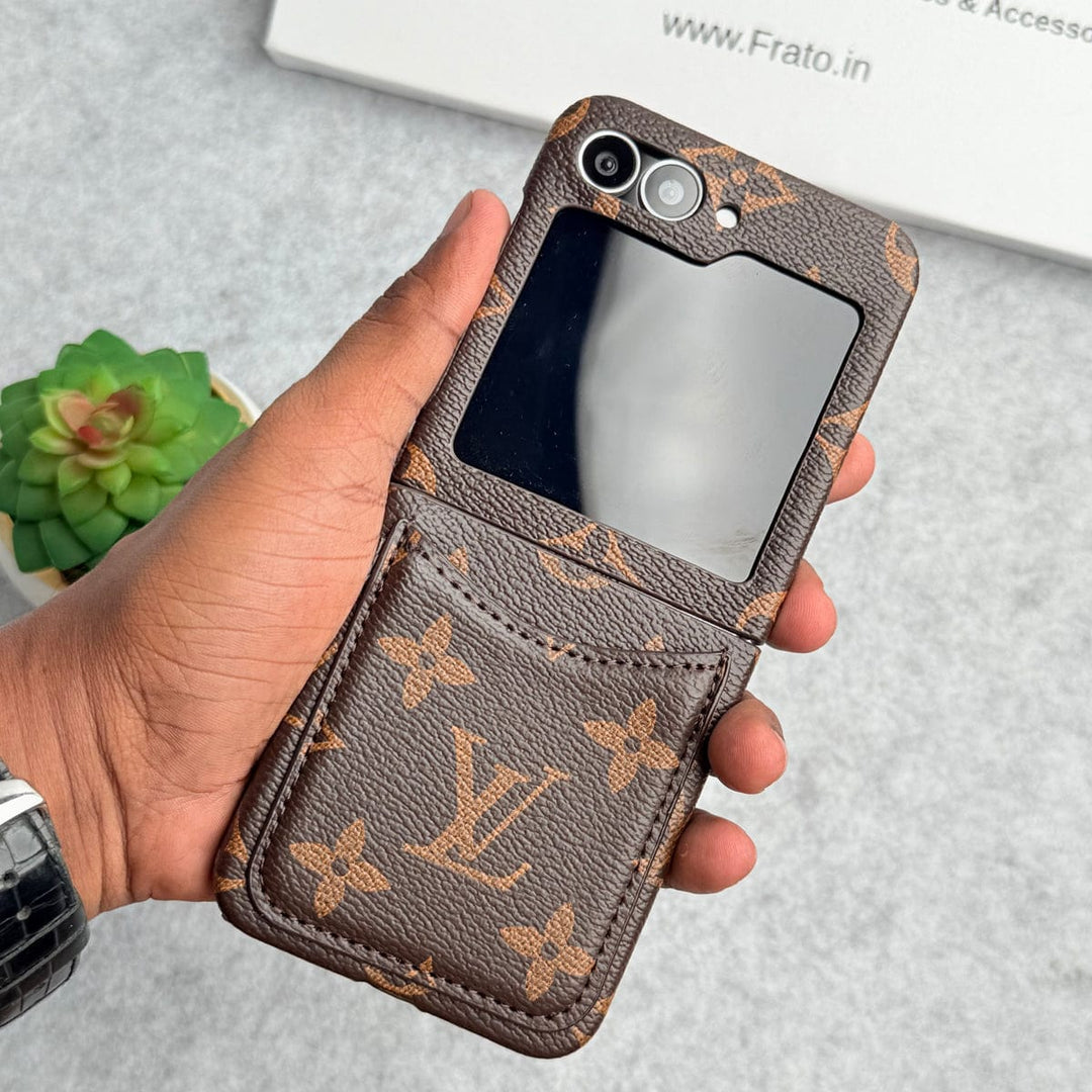 FRATO Flip 6 Collection Design 1 Samsung Galaxy Z Flip 6 Premium Luxury Brand Leather Card Holder Case Cover