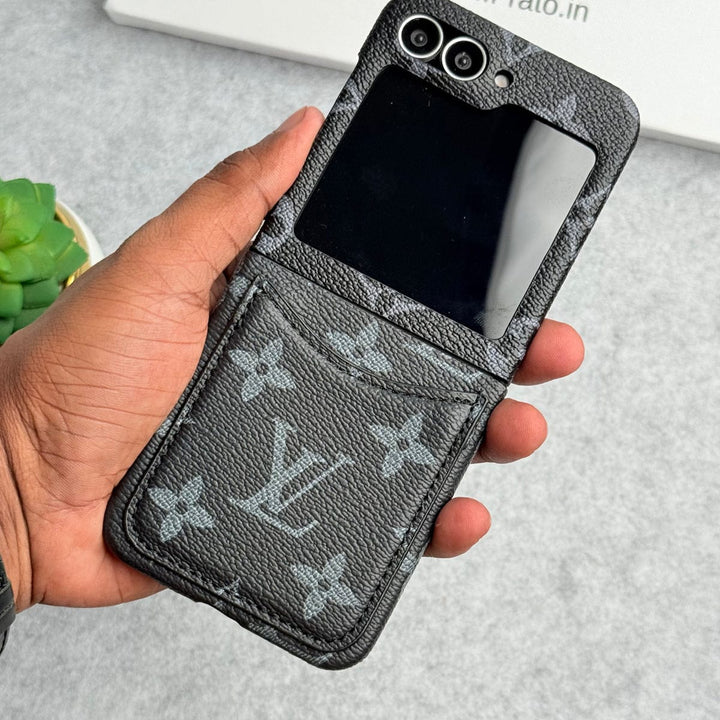 FRATO Flip 6 Collection Design 2 Samsung Galaxy Z Flip 6 Premium Luxury Brand Leather Card Holder Case Cover