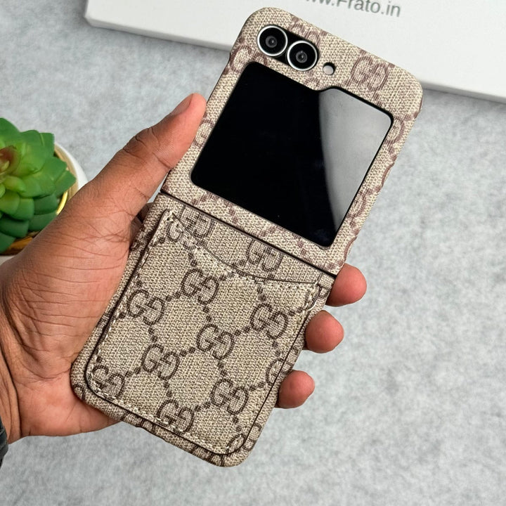 FRATO Flip 6 Collection Design 4 Samsung Galaxy Z Flip 6 Premium Luxury Brand Leather Card Holder Case Cover