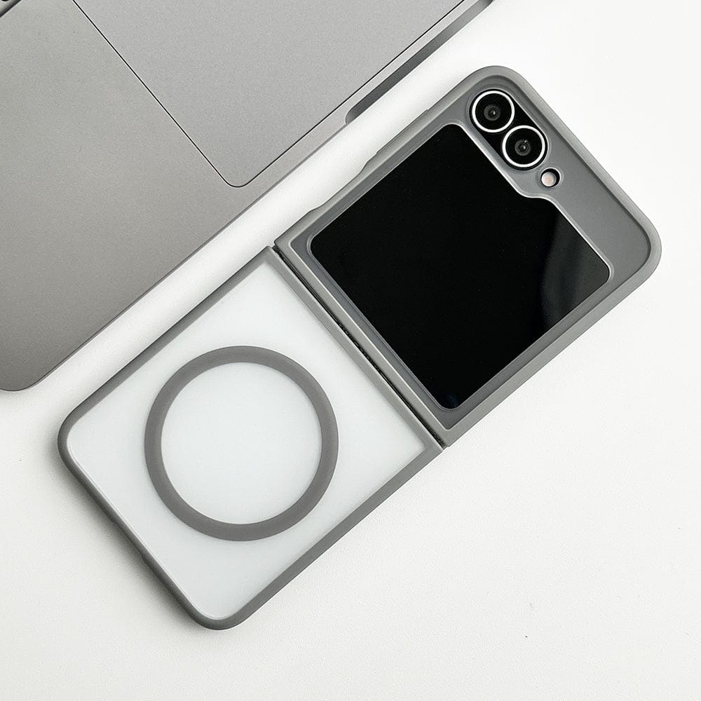 FRATO Flip 6 Collection Gray Samsung Galaxy Z Flip 6 Frosted Smoke Case With Magnetic Charging Ring