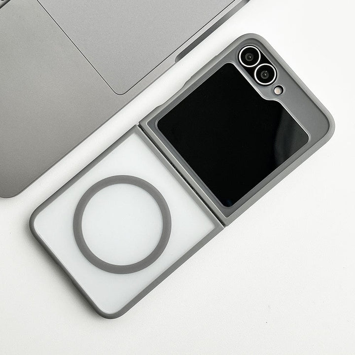 FRATO Flip 6 Collection Gray Samsung Galaxy Z Flip 6 Frosted Smoke Case With Magnetic Charging Ring